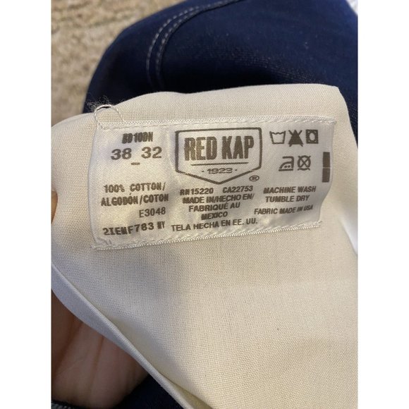 Red Kap Men's Denim Bib Overall 38x32 Blue Jeans Cargo Pockets - Picture 11 of 11